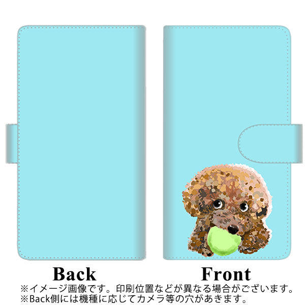 iPhone XS Max 高画質仕上げ プリント手帳型ケース(通常型)【YJ054 トイプードル＆ボール（ブルー）】