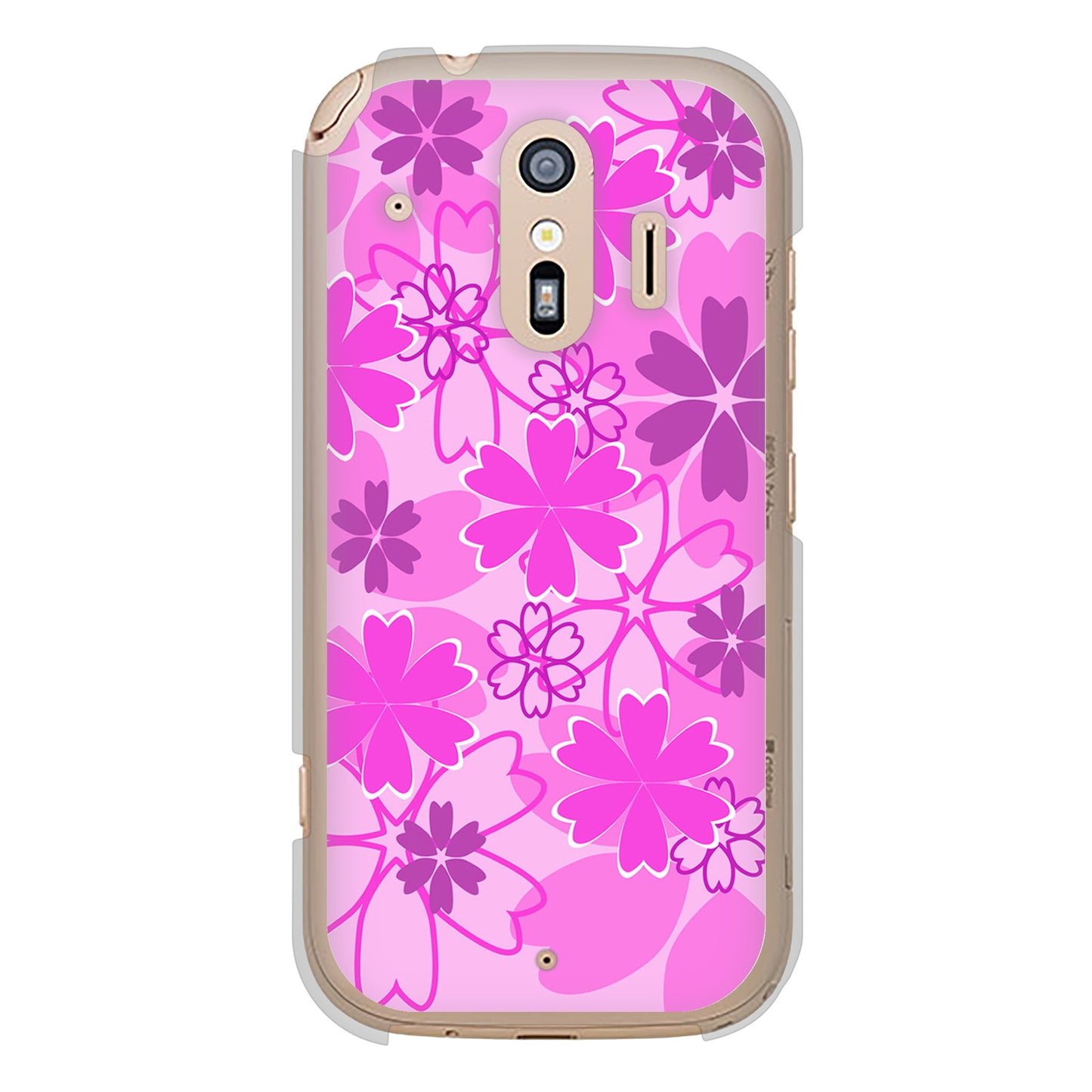 らくらくスマートフォン F-42A docomo 重なり合う花 ハードケース 背面印刷