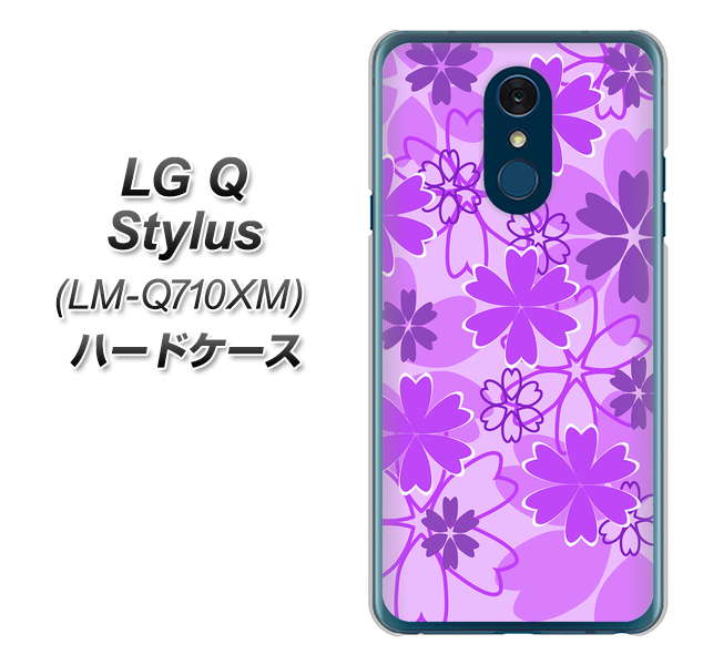 LG Q Stylus LM-Q710XM VA960 重なり合う花 パープル ハードケース 背面印刷