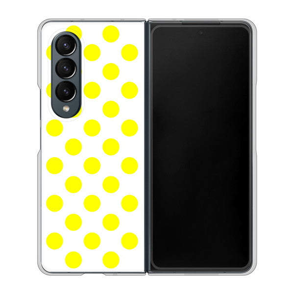 Galaxy Z Fold4 SCG16 au 1350 シンプルビッグ黄白 ハードケース 背面印刷