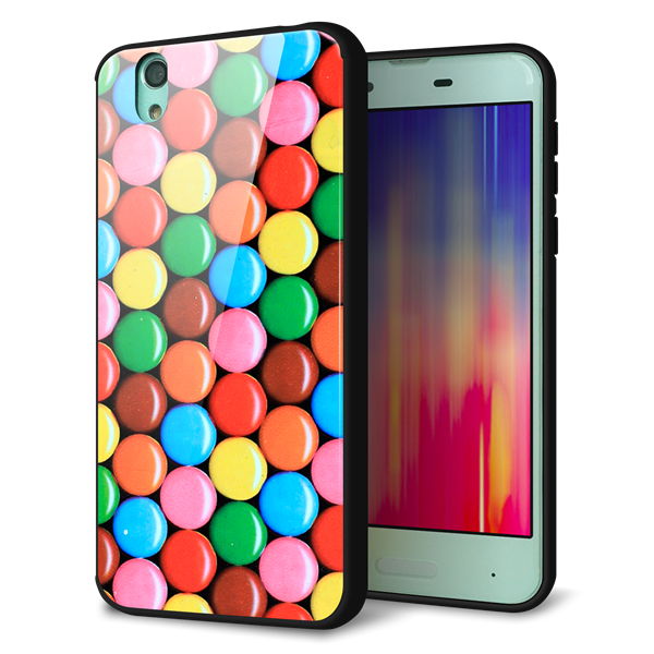 AQUOS sense SH-01K docomo 強化ガラス＆TPUスマホケース ガラプリ【448 マーブルチョコ】
