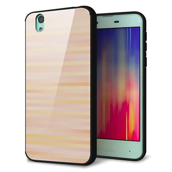 AQUOS sense SHV40 au 強化ガラス＆TPUスマホケース ガラプリ【IB909 グラデーションボーダー_オレンジ】