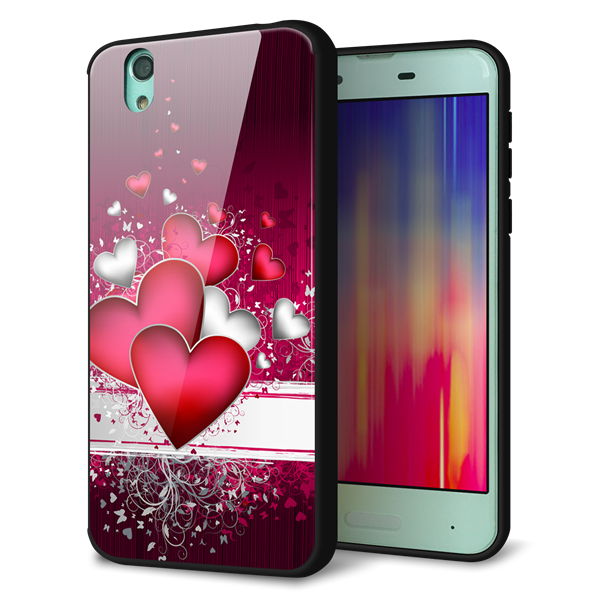 AQUOS sense SHV40 au 強化ガラス＆TPUスマホケース ガラプリ【VA835 ハートの息吹】