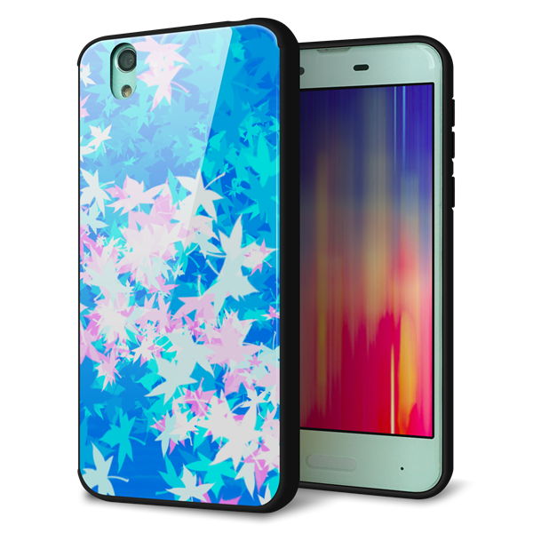 AQUOS sense SH-01K docomo 強化ガラス＆TPUスマホケース ガラプリ【YJ290 デザインもみじ】