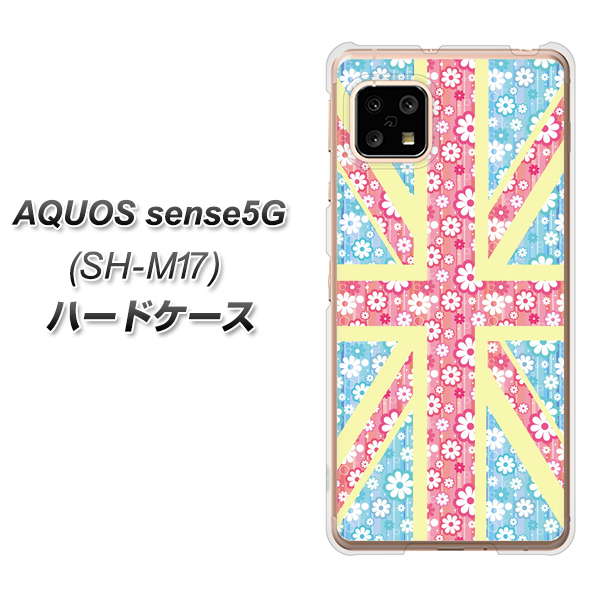 AQUOS sense5G SH-M17 EK895 ユニオンジャックパステルフラワー ハードケース 背面印刷
