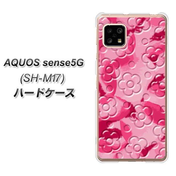 AQUOS sense5G SH-M17 SC847 フラワーヴェルニ花濃いピンク（ローズアンディアン） ハードケース 背面印刷