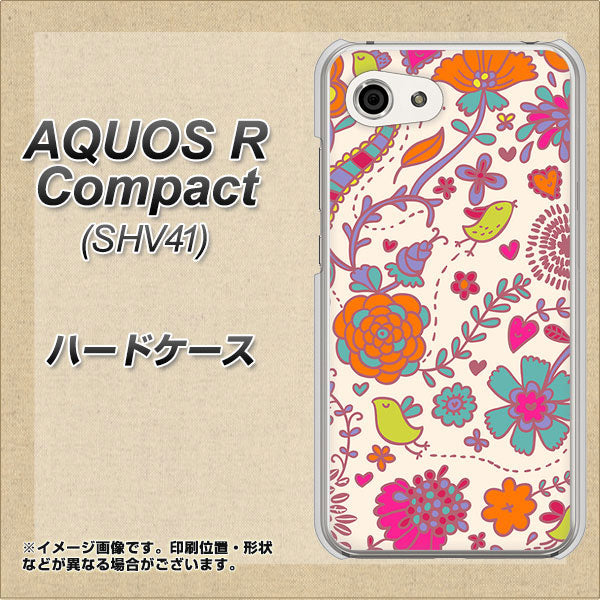 AQUOS R compact SHV41 au 323 小鳥と花 ハードケース 背面印刷
