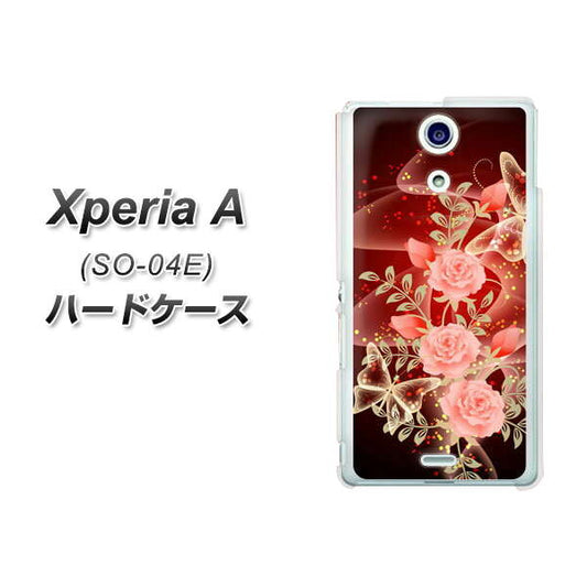 Xperia A SO-04E docomo VA824 魅惑の蝶とピンクのバラ ハードケース 背面印刷