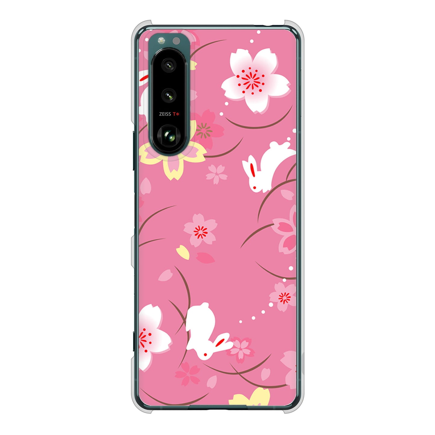 Xperia 5 III SO-53B docomo 149 桜と白うさぎ ハードケース 背面印刷