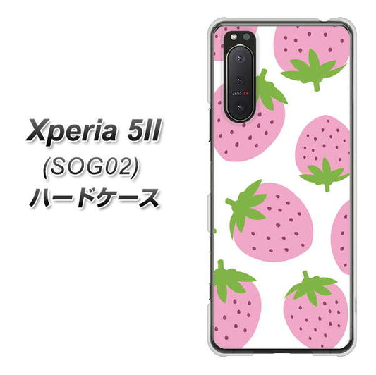 Xperia 5 II SOG02 au SC816 大きいイチゴ模様 ピンク ハードケース 背面印刷