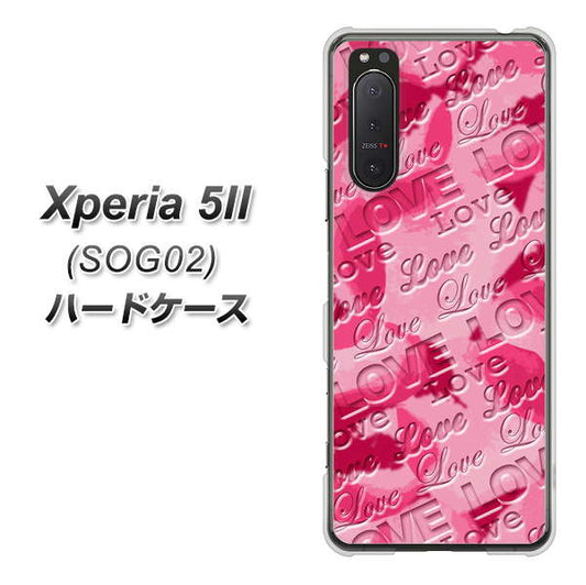 Xperia 5 II SOG02 au SC845 フラワーヴェルニLOVE濃いピンク（ローズアンディアン） ハードケース 背面印刷